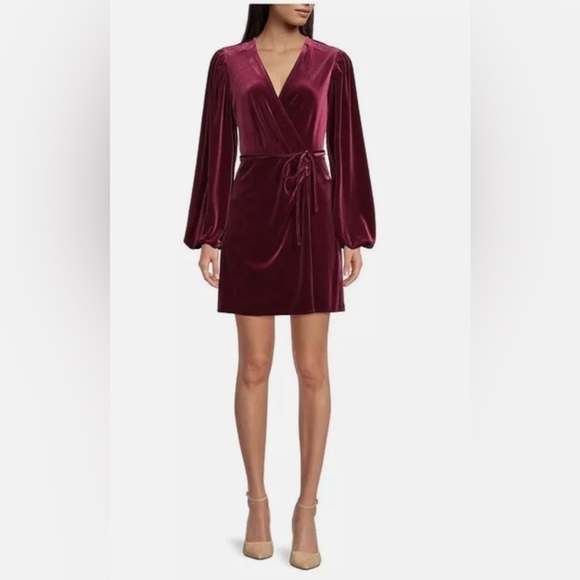 NWT Gianni Bini Leighton Velvety Wrap Dress Merlot Women’s Large - Picture 1 of 15
